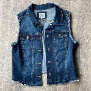Basic denim wax jean dark blue denim vest jacket small